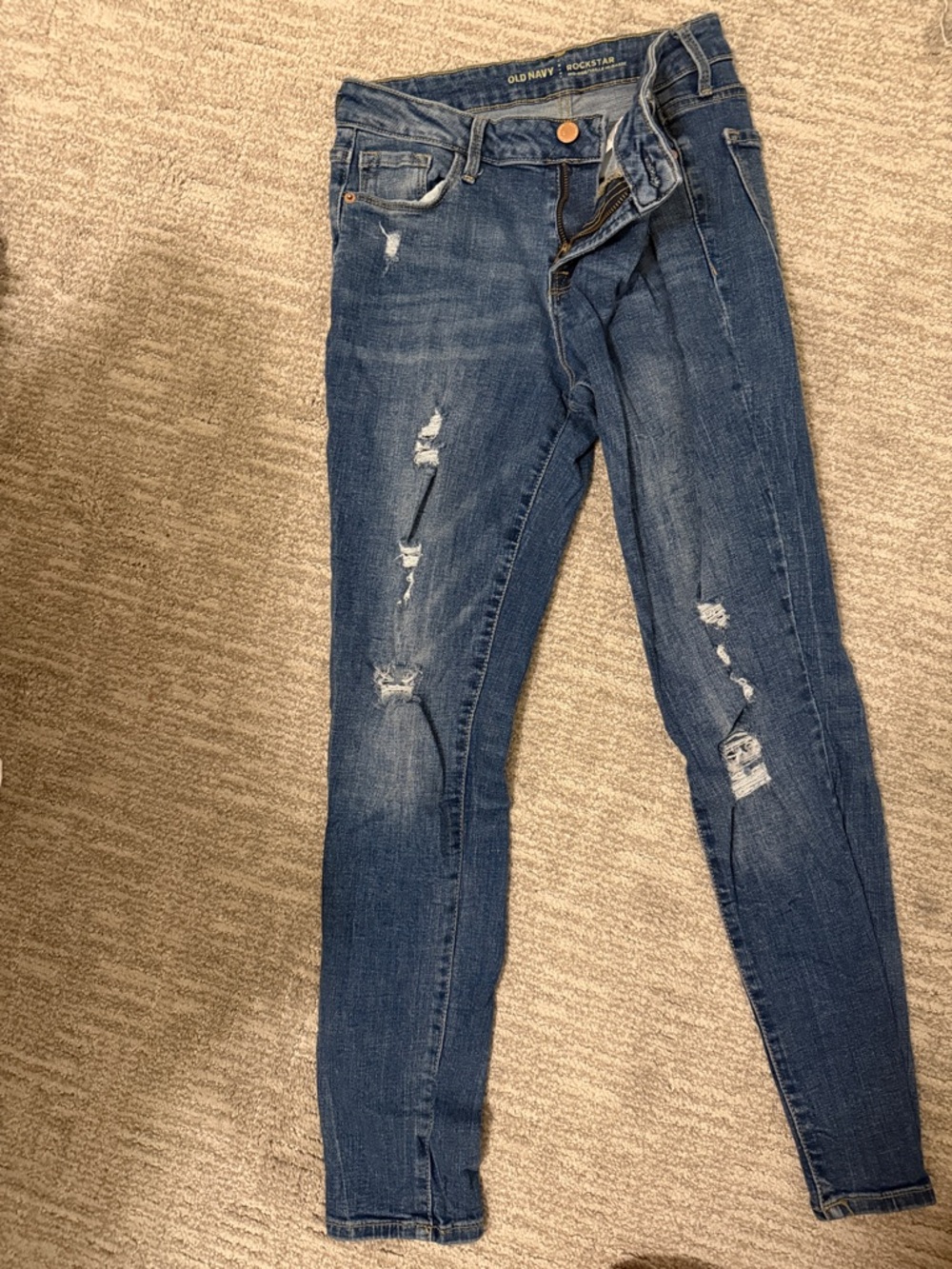 Old Navy Blue Distressed Skinny Jeans